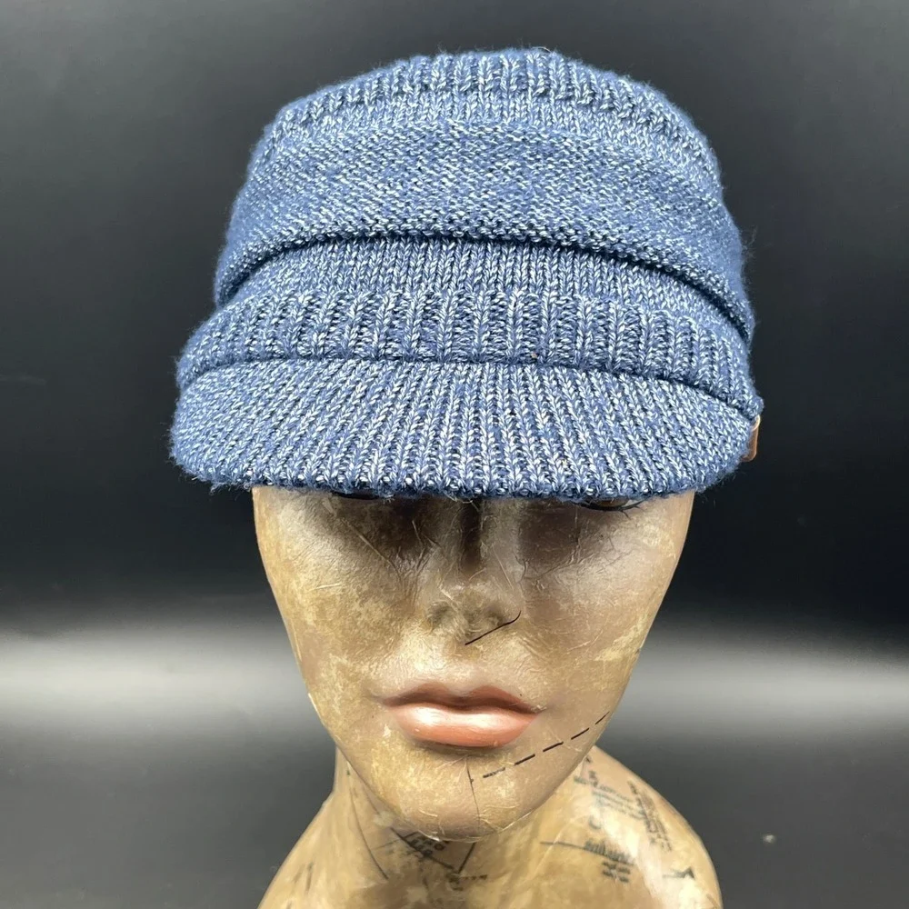 Adidas Climawarm Knit Visor Beanie Blue Marl Fleece Lined Brimmed Hat Cap 1574